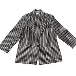 Vintage Benton & Smith Houndstooth Blazer Black White Confetti Tweed Jacket XL L
